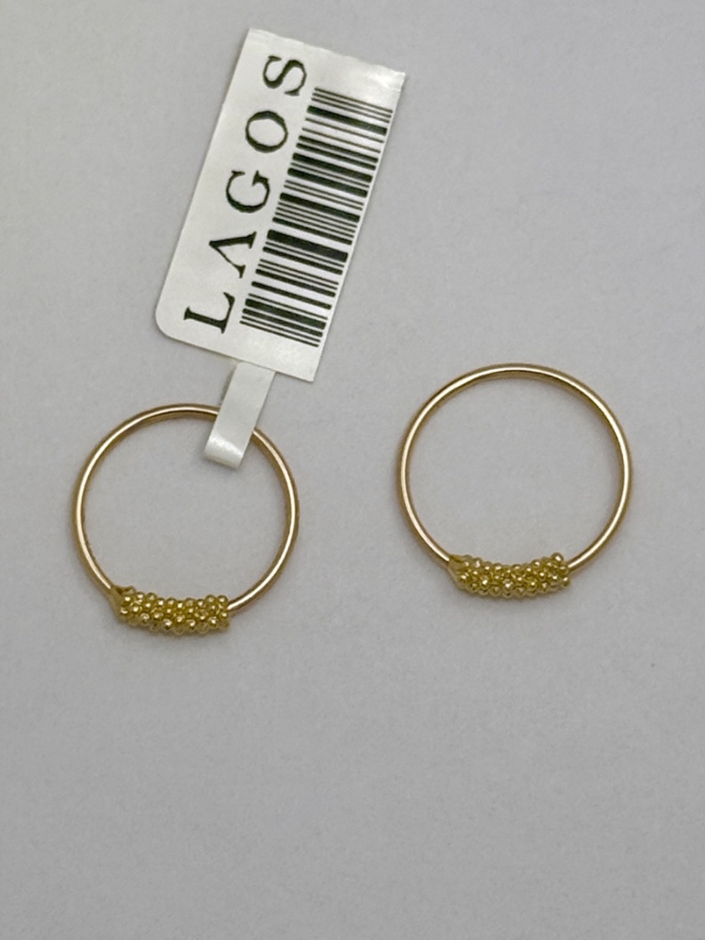 LAGOS Signature Caviar Superfine Hoop Wire Earrings 18K Yellow Gold NWOT